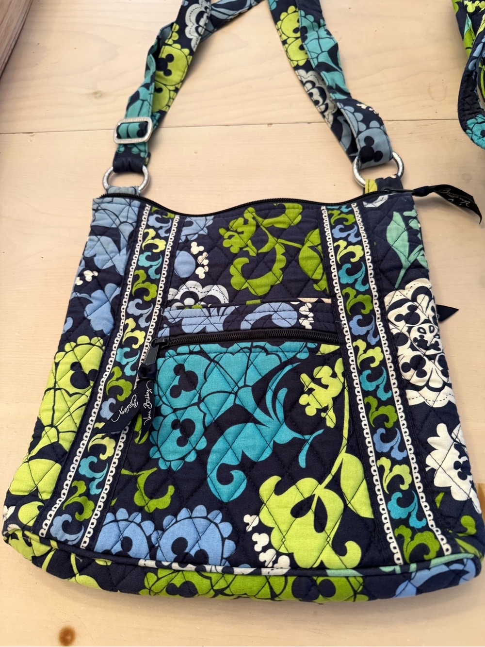 Vera Bradley Navy Quilted Crossbody with Blue & Lime Floral